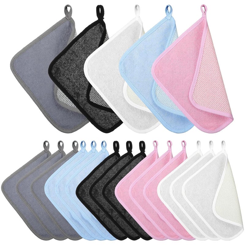 Molain 20 Pcs Exfoliating Washcloths Double Sided Wash Cloths for Showering Exfoliating body scrubber Exfoliating Shower Towel for Women and Men - Image 1
