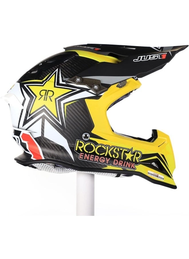 Just 1 J39 Rock Star Matt Yellow Motocross Helmet - Image 3