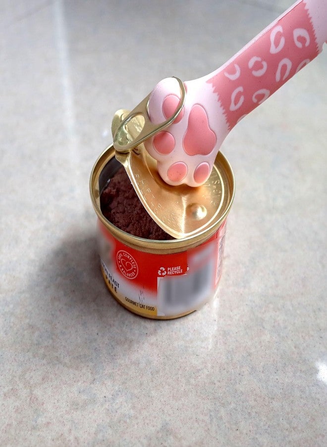 ScivoKaval Cat Food Can Lid Cover - Paw Shape Universal Pink Can Opener Set With One Lid and One Spoon - Image 5