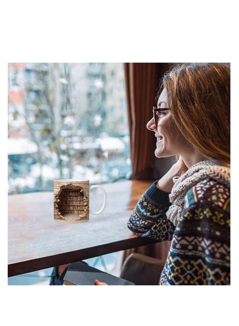 SYOSI Bookshelf Mug, A Library Shelf Cup, Library Bookshelf Mug, Book Lovers Coffee Mug, Creative Space Design Multi-Purpose Ceramic Mug, Cool Gifts for Readers Bookish White Mug  - Image 4