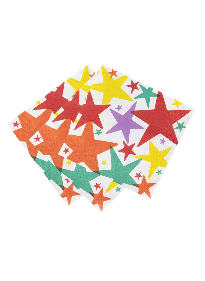 Talking Tables Birthday Brights, Star Napkin, 33Cm, 21pack