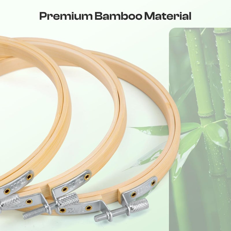 Caydo 6 Pieces 5 Inch Embroidery Hoop with Metal Screw, Round Embroidery Hoops Set, Adjustable Bamboo Cross Stitch Hoop Ring, Embroidery Frames for Art Craft Sewing, Home Ornaments - Image 5