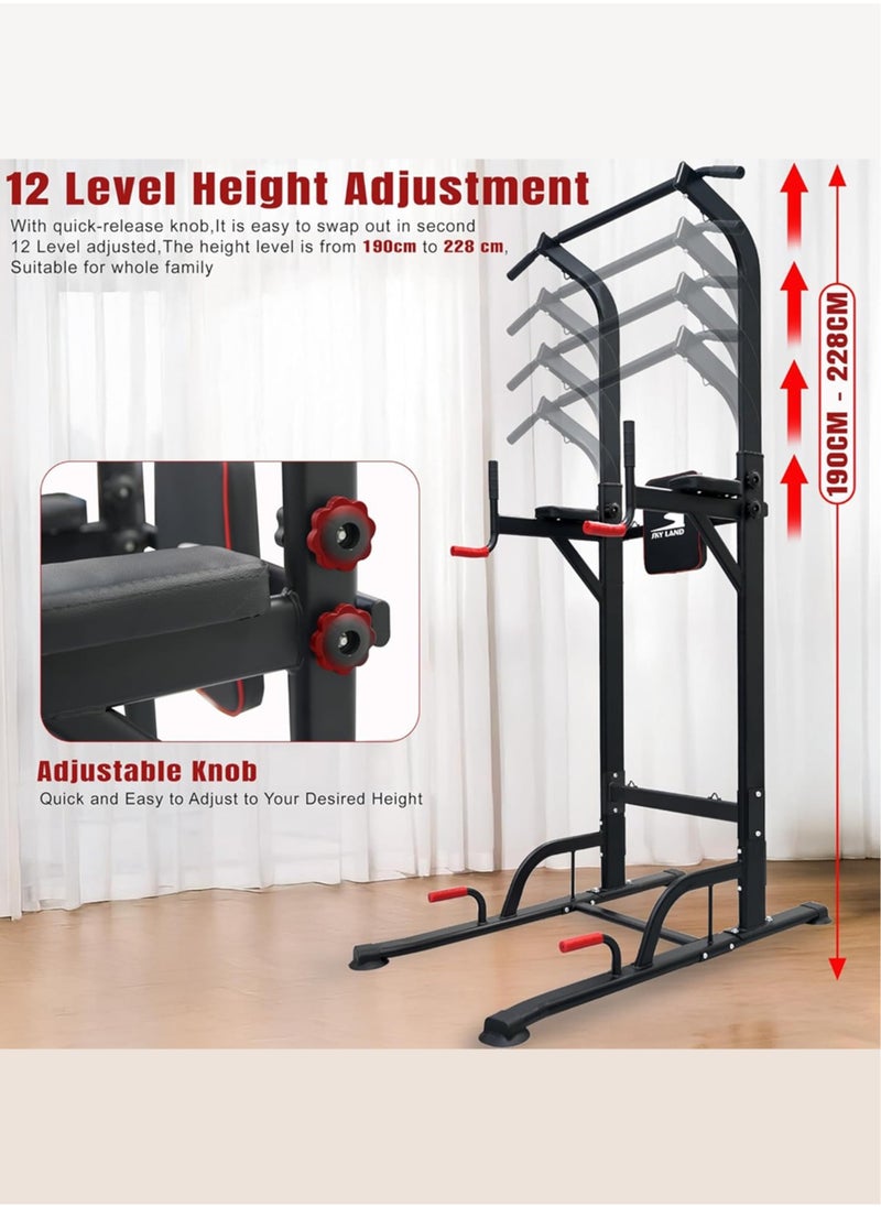 SKY LAND Pro Power Tower & Adjustable Sit-Up Bench Bundle – Heavy-Duty Steel, Multi-Function Home Gym Station for Dips, Pull-Ups, Push-Ups, Adjustable Angles Workout Bench