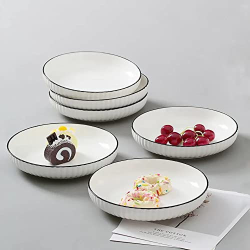 P-PLUS INTERNATIONAL Fusion Porcelain Dinnerware Set - Round Plates and Soup Bowls (4 Bowls + 2 Plates) - Solid White - Image 3