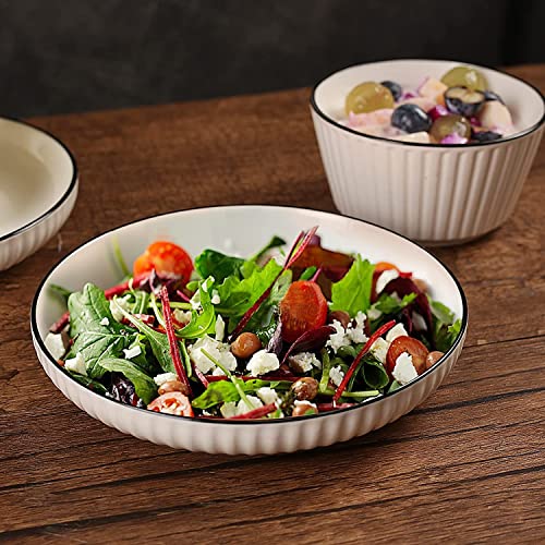 P-PLUS INTERNATIONAL Fusion Porcelain Dinnerware Set - Round Plates and Soup Bowls (4 Bowls + 2 Plates) - Solid White - Image 4