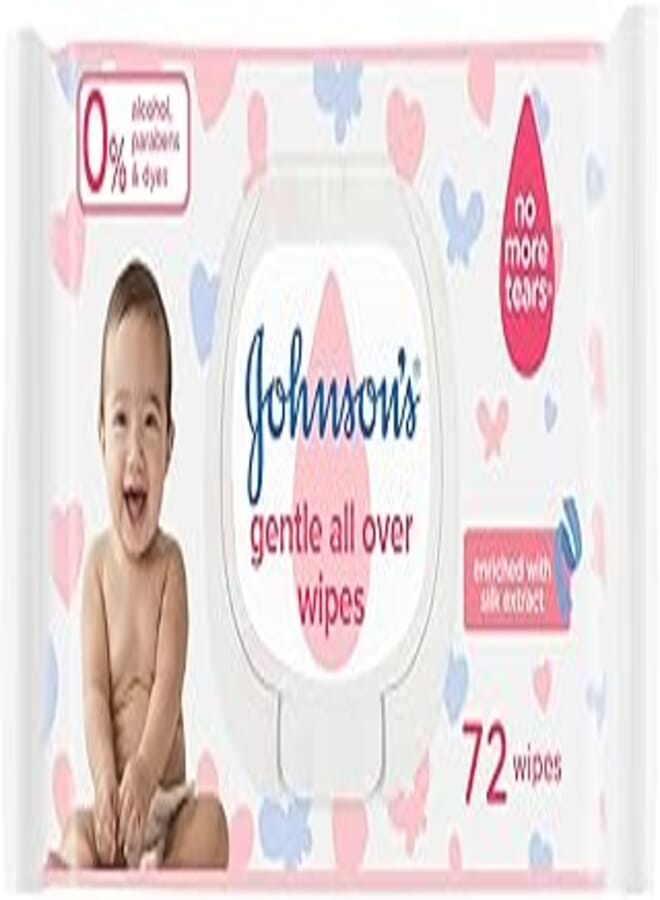 Johnson's Baby Wipes - Gentle All Over, Pack of 72 wipes