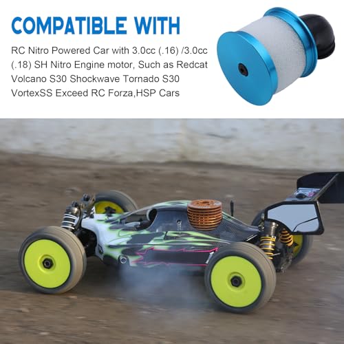 Hobbypark فلتر هواء RC من هوبى بارك مع غطاء ألومنيوم و عنصر إسفنجي 04104 قطع غيار محرك نيترو لشاحنة الوحش 1:10 باجي على الطرق الوعرة ريدكات HSP إكسييد (أزرق) - Image 3