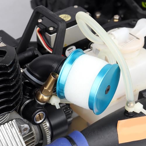 Hobbypark فلتر هواء RC من هوبى بارك مع غطاء ألومنيوم و عنصر إسفنجي 04104 قطع غيار محرك نيترو لشاحنة الوحش 1:10 باجي على الطرق الوعرة ريدكات HSP إكسييد (أزرق) - Image 4