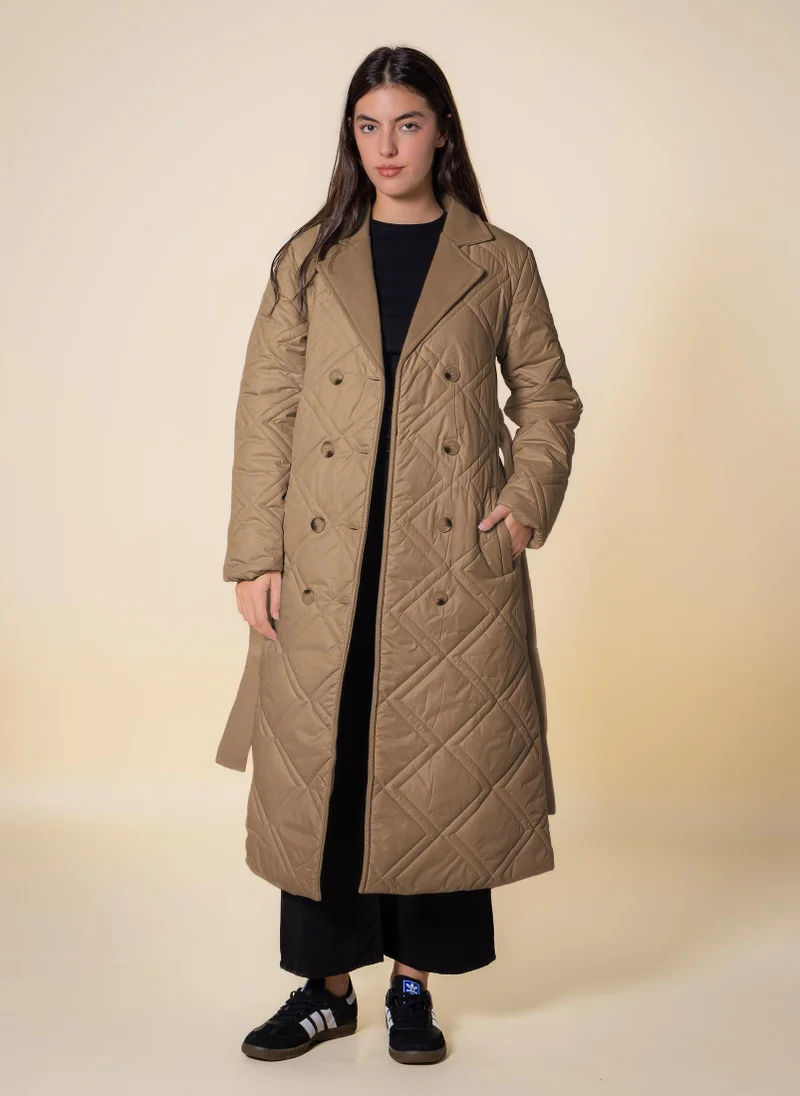 SHAPES DETAILED LONG PUFFER JACKET