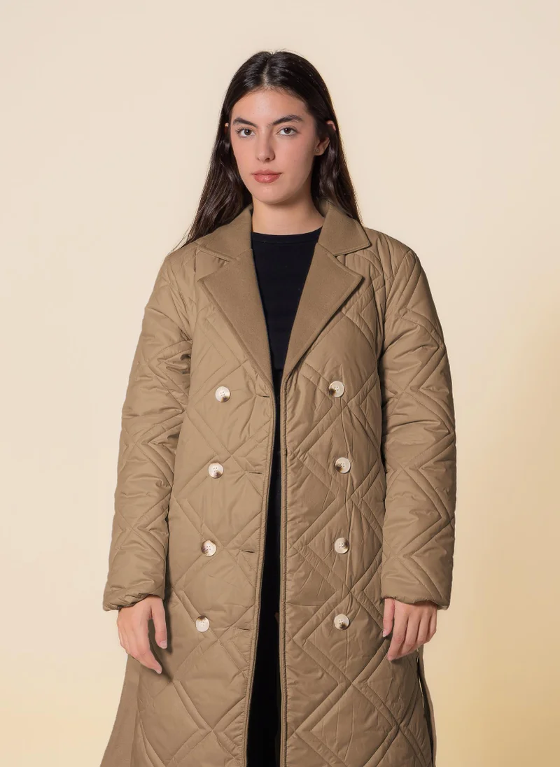 SHAPES DETAILED LONG PUFFER JACKET