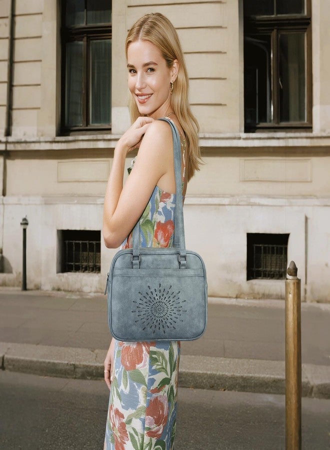 APHISON Vegan Leather Shoulder Purses for Women with Top Handle Strap, Ladies Handbags, Tote Hobo Bags Sunflower Design - Image 2