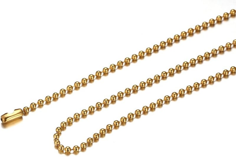 SINLEO Titanium Stainless Steel Small Beads Ball Chain Necklace for Men Women 24-38 Inches Silver Black Gold - Image 3