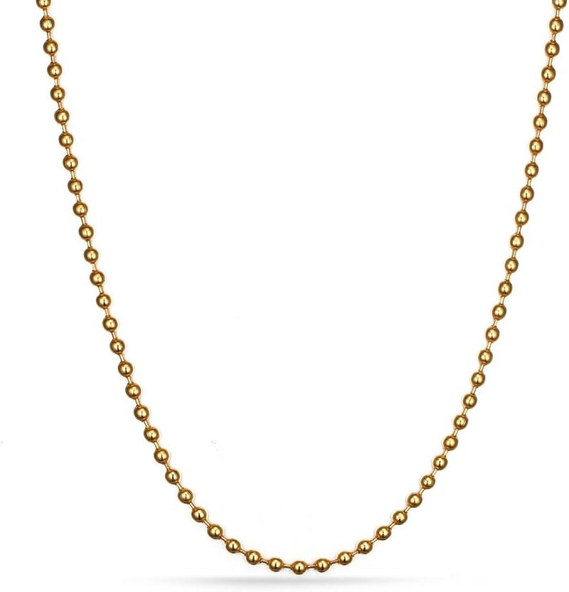 SINLEO Titanium Stainless Steel Small Beads Ball Chain Necklace for Men Women 24-38 Inches Silver Black Gold - Image 5