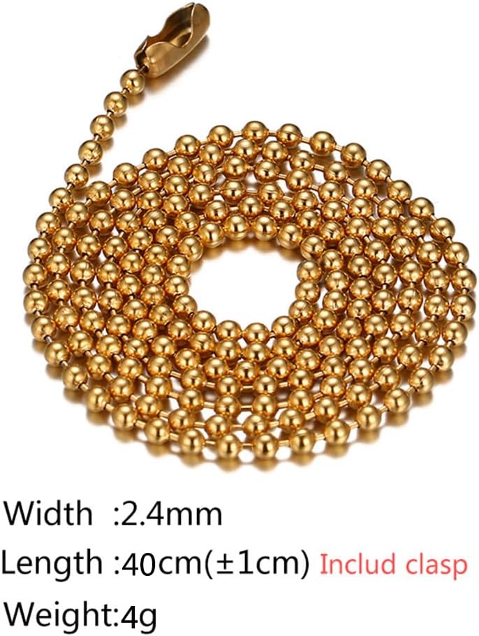 SINLEO Titanium Stainless Steel Small Beads Ball Chain Necklace for Men Women 24-38 Inches Silver Black Gold - Image 2