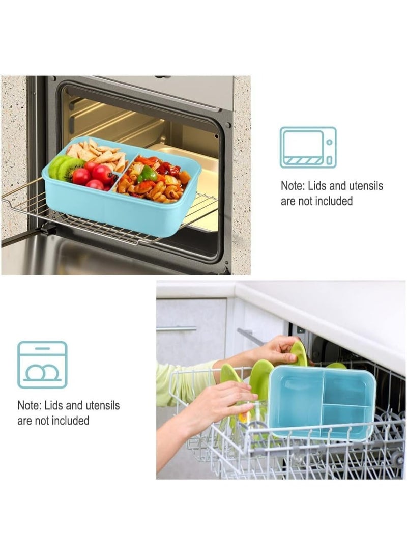 م اكس م صندوق غداء للأطفال مدرسة الأولاد الكلية، صندوق بينتو مع 3 شركات. حاوية طعام كبيرة مقاومة للتسرب سعة 1400 مل، ملعقة وشوكة قابلة لإعادة الاستخدام للبالغين في المكتب والمنزل والسفر (أزرق سماوي) - Image 4