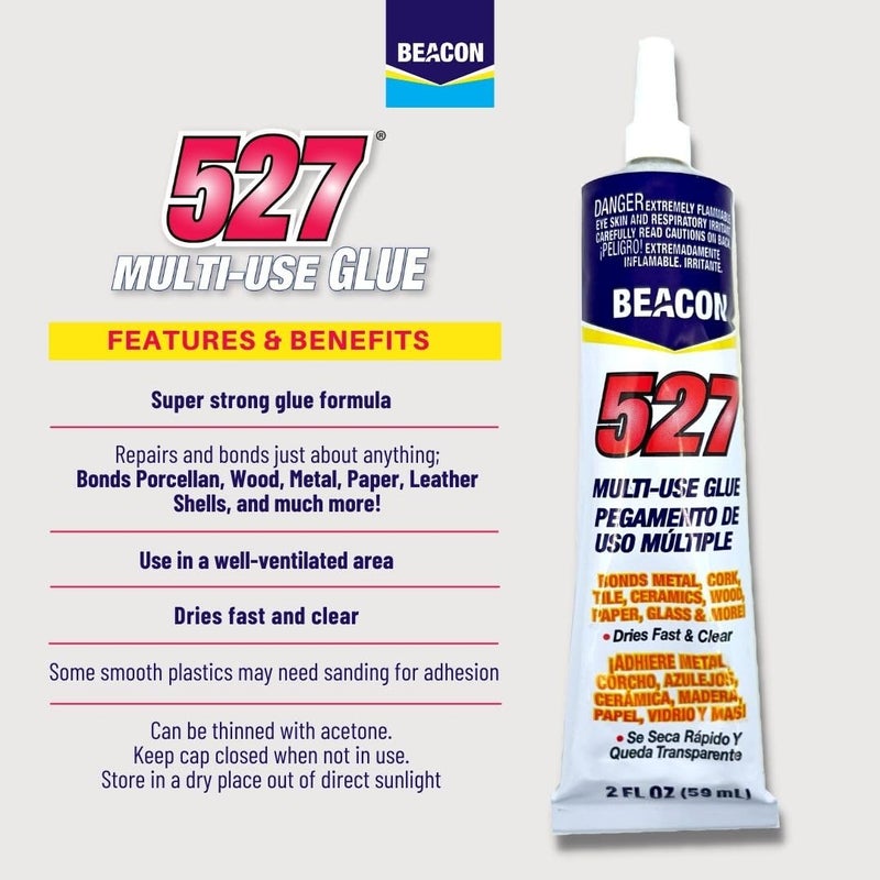 BEACON 527 Multi-Use Glue for Ceramics, China, Metal & More - Quick-Dry, Waterproof & Weatherproof Adhesive, 4-Ounce - Image 2