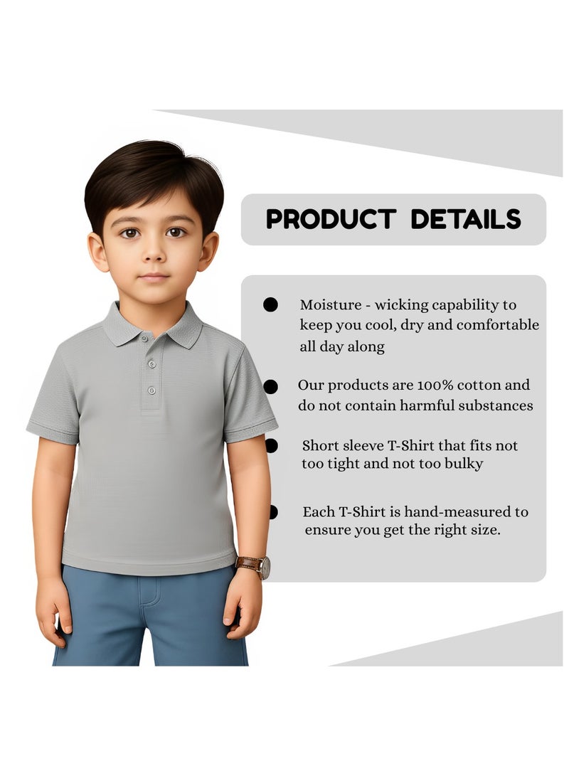 برينت شوب فور مي تيشيرت بولو أساسي للجنسين للأطفال 230 GSM (رمادي فاتح) - Image 4