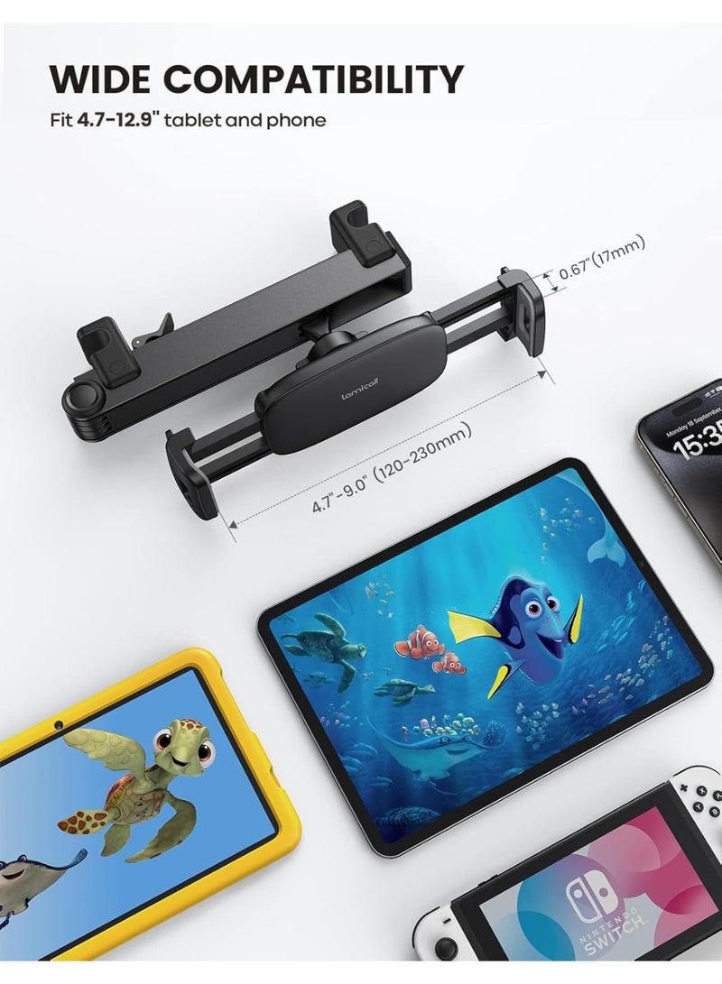 Lamicall Tablet Holder for Car Headrest - [Lockable] [3 in 1 Extension Arm] 2024 Car Backseat Tablet Mount, Road Trip Essentials for Kids, for iPad Pro, Air, Mini, Galaxy, Fire HD, 4.7-13" Tablets - Image 3