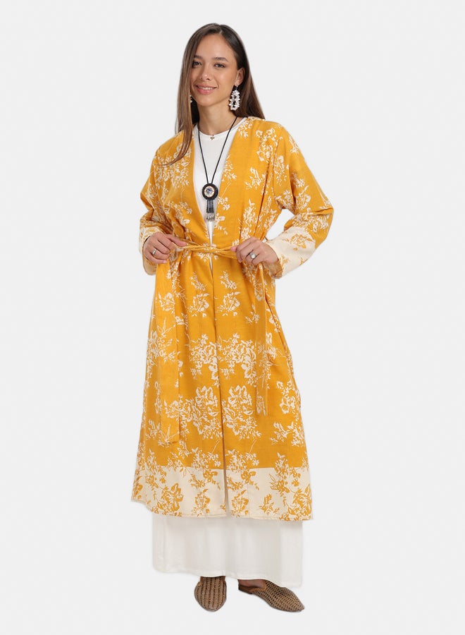 Carina Cotton Colored Midi Kimono  - Image 1