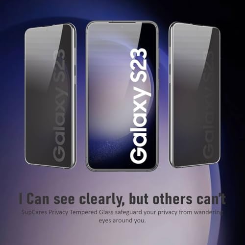 SupCares Privacy Tempered Glass for Samsung Galaxy S23 and Galaxy S22 (6.1 Inch) With Installation Kit | Military-Grade Gorilla Screen Protector | Edge to Edge Coverage | Black - Image 3