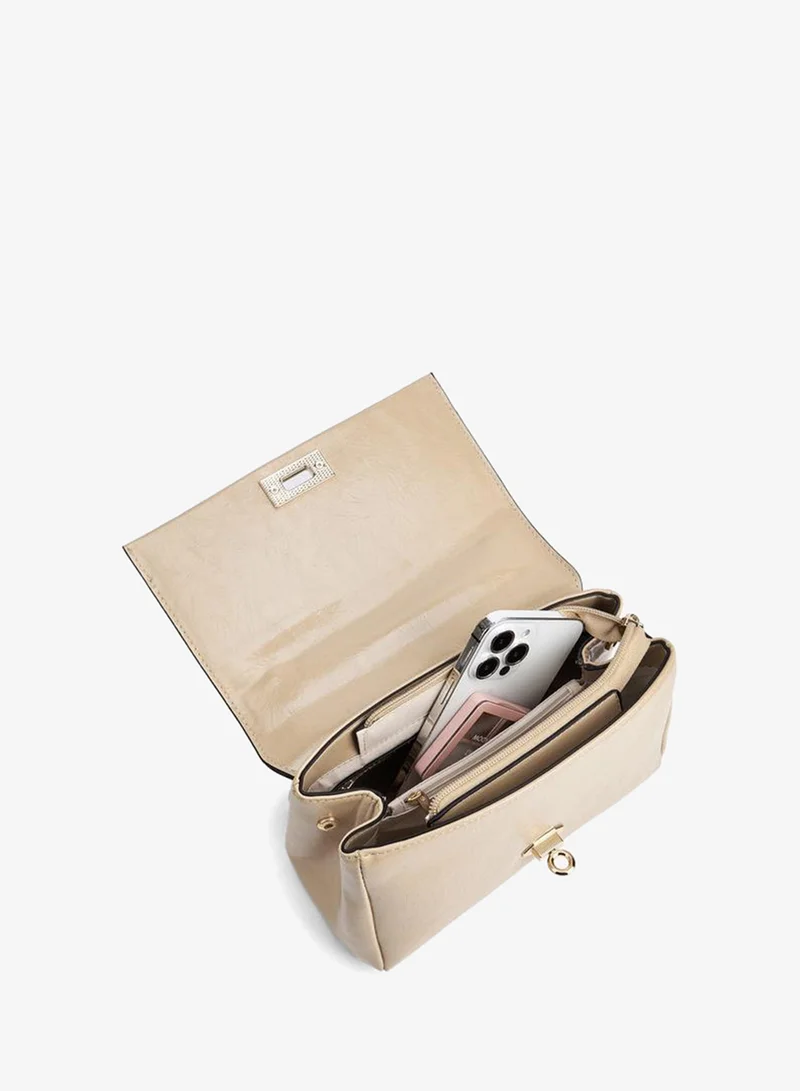 Paprika TAUPE Solid Satchel Bag With Detachable Strap for Women | Best Price UAE