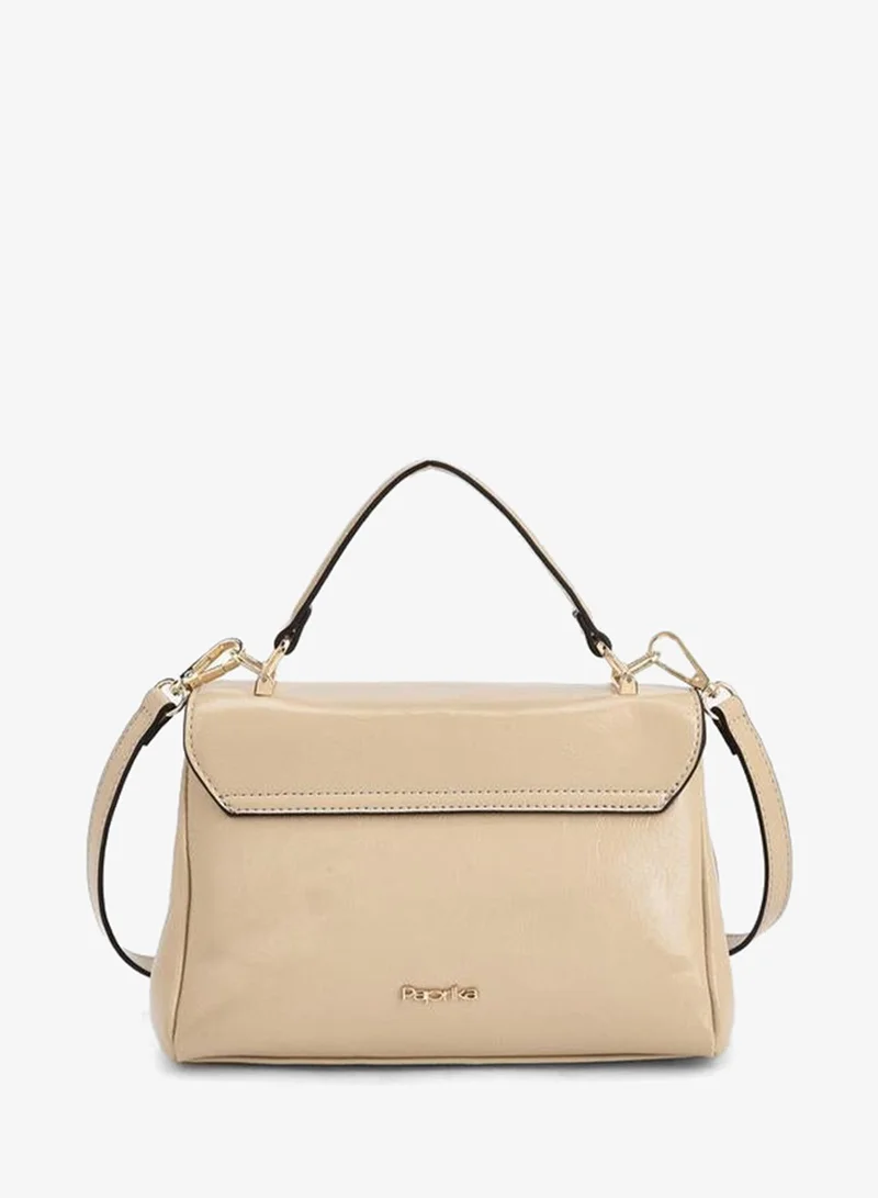 Paprika TAUPE Solid Satchel Bag With Detachable Strap for Women | Best Price UAE