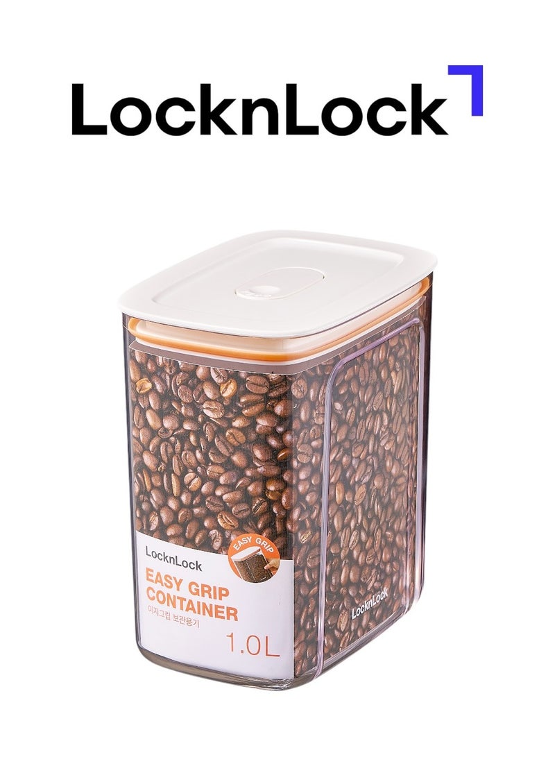 LocknLock حاوية لوكن لوك سهلة الإمساك مستطيلة 1 لتر - غطاء بلمسة واحدة، شفاف، سهل الإمساك، آمن في غسالة الصحون - Image 1