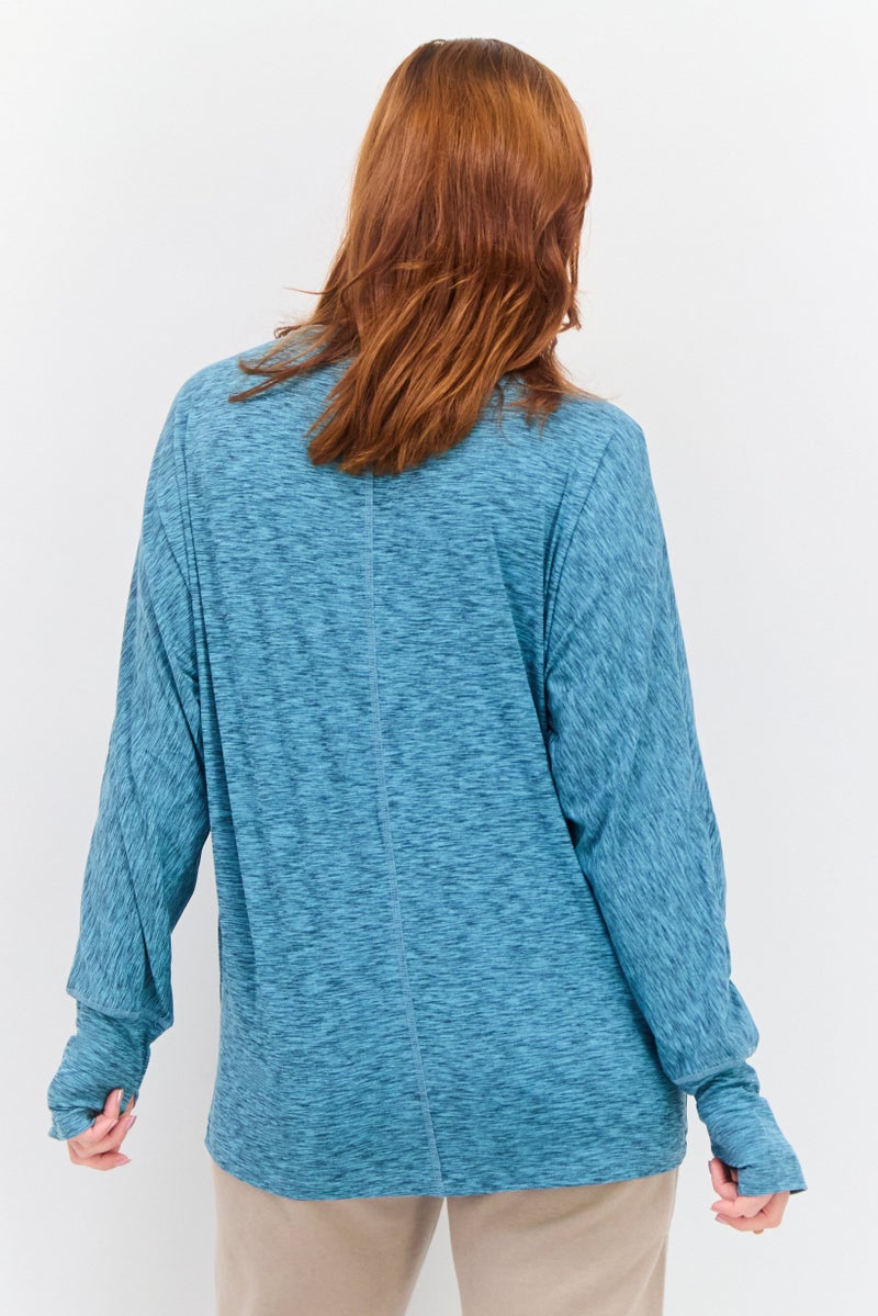 Women Sportswear Fit Long Sleeve Outdoor Top, Heather Blue