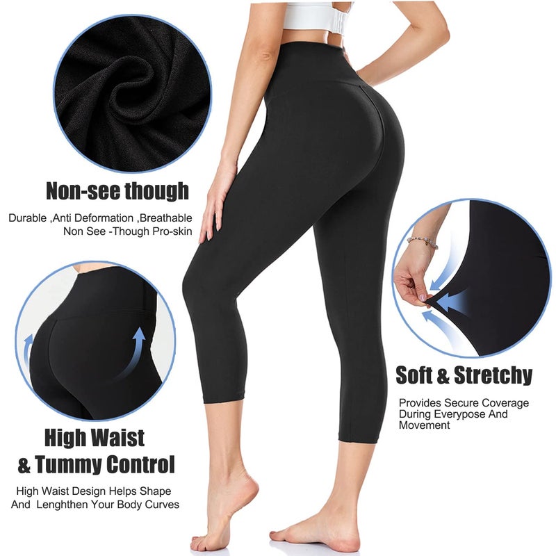 Hi Clasmix High Waisted Capri Leggings for Women - Soft Slim Tummy Control - Exercise Pants for Running Cycling Yoga Workout - Image 5