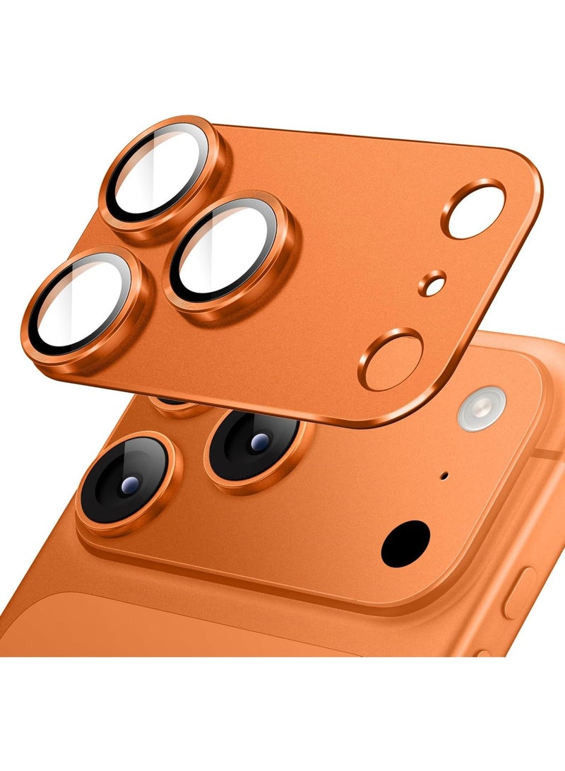 MIGOFAST Camera Lens Protector for iPhone 17 Pro 6.3-Inch , Full Coverage 9H Tempered Glass Ring Cover, Matte Metal Plate, Case Friendly Iphone 17 Pro  Orange - Image 1