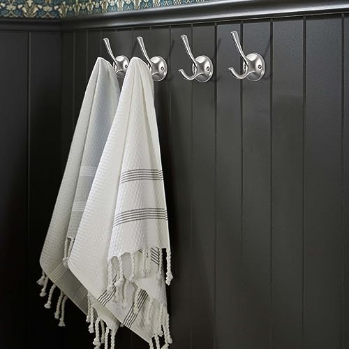 TUNNY 5 Pack Round Coat Towel Hooks - Brushed Nickel Coat Hooks for Hanging Coats Towel Hooks for Bathroom Wall Mounted Zinc Alloy Bath Towel Hooks Robe Clothes Hook Holder Heavy Duty Wall Hooks - Image 4
