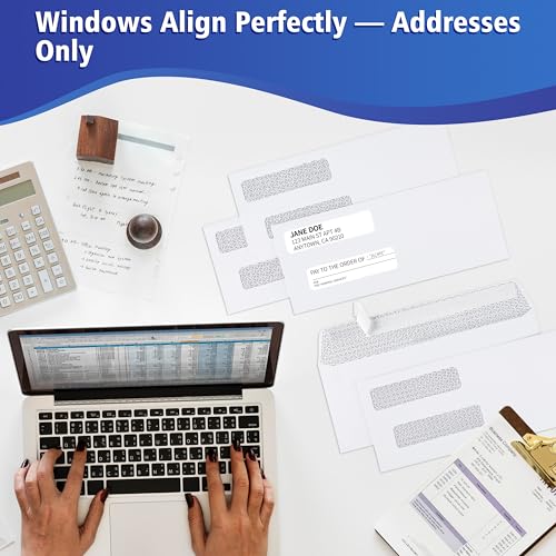 YNXPTBNC #8 Double Window Security Check Envelopes,Double Window Self Seal Security Envelopes,No.8 Double Window Bussiness Envelopes,70 Pack,Size 3 5/8 x 8 11/16 Inches,Designed for Checks(NOT for INVOICES) - Image 4