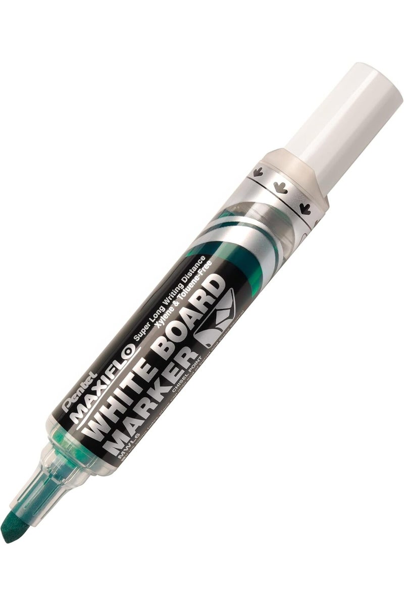 Pentel ماركر سبورة ماكسي فلو، رأس مائل عريض، أخضر (عبوة من 12) - Image 1