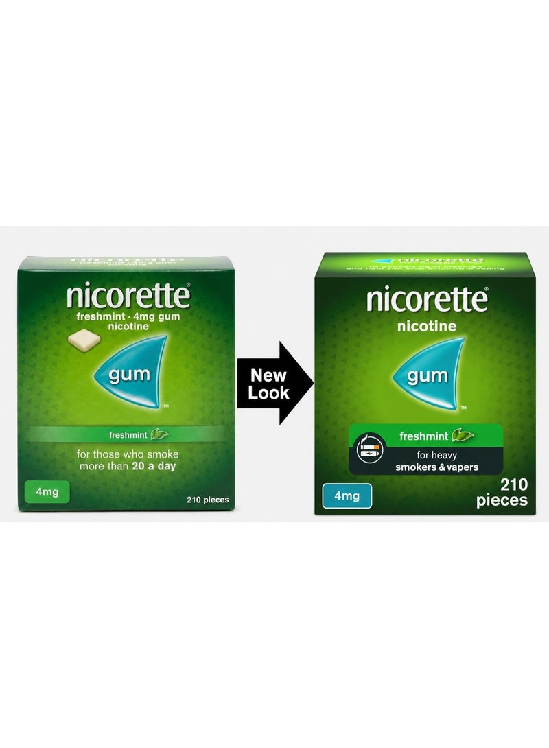 nicorette Freshmint 4mg Gum 210 Pieces, Discreet and Fast-Acting Stop Smoking Aid - Image 1