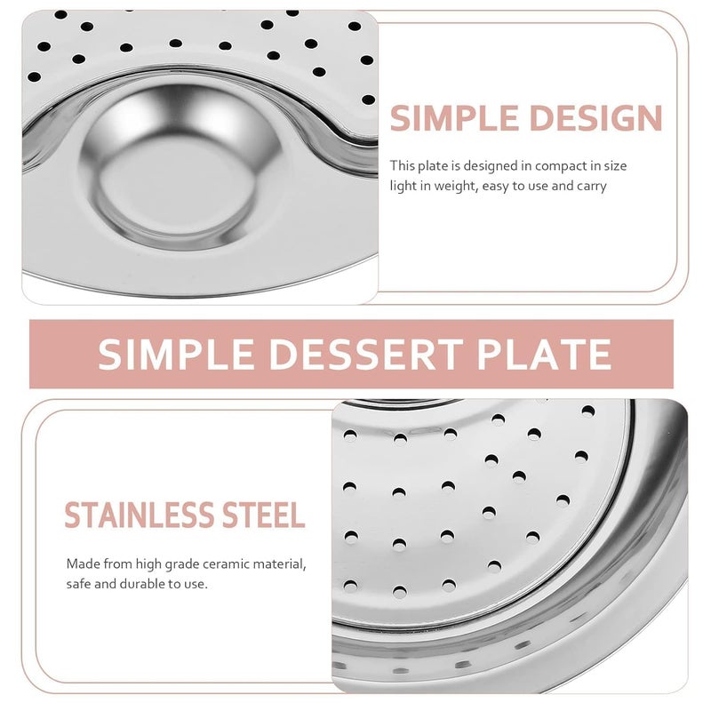 RexezGuardz Stainless Steel Round Dumpling Plate with Dip Holder - Versatile Serving Dish for Dumplings, Snacks, Fruits & More - Durable Kitchen Essential for Home & Restaurant - Image 3