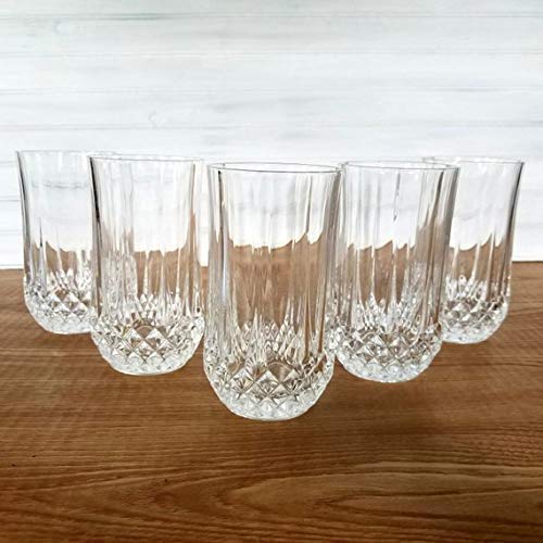Saaikee Beer Glass Whiskey Glass Juice Water Glass Tall Mug Drinking Glass Diamond Design Transparent 250 Ml (Set of 6) - Image 4