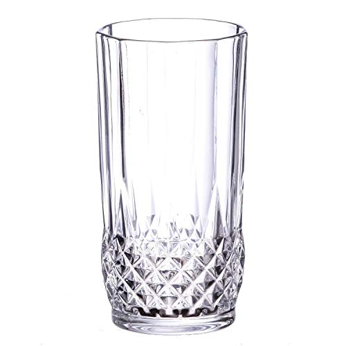 Saaikee Beer Glass Whiskey Glass Juice Water Glass Tall Mug Drinking Glass Diamond Design Transparent 250 Ml (Set of 6) - Image 3