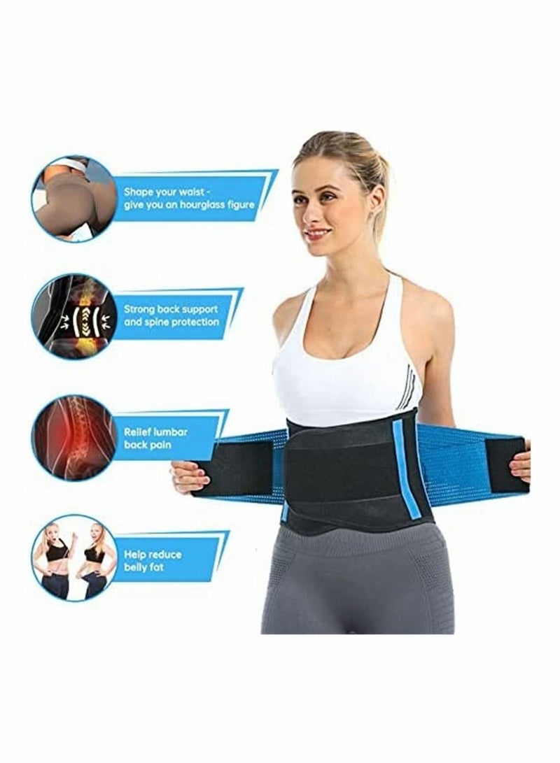 Y&D Waist Trainer Belt for Women, Sport Girdle Belt, Slimming Sauna Breathable Trimmer Belly Band Sweat Sports Exercise with Adjustable Straps, Body Shaper (Blue, L) - Image 2