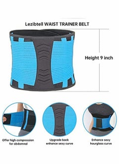 Y&D Waist Trainer Belt for Women, Sport Girdle Belt, Slimming Sauna Breathable Trimmer Belly Band Sweat Sports Exercise with Adjustable Straps, Body Shaper (Blue, L)  - Image 5