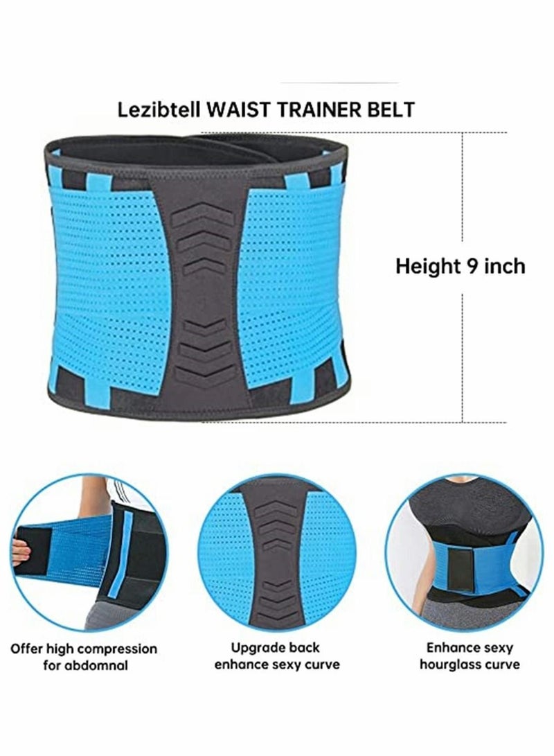 Y&D Waist Trainer Belt for Women, Sport Girdle Belt, Slimming Sauna Breathable Trimmer Belly Band Sweat Sports Exercise with Adjustable Straps, Body Shaper (Blue, L) - Image 5