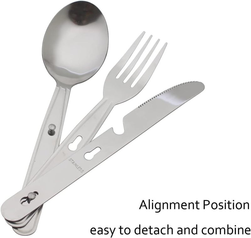 Linist 4-in-1 Camping Utensils Set for 3 - Portable Stainless Steel Flatware with Spoon, Fork, Knife & Bottle Opener - Compact Cutlery for Hiking, Travel & Outdoor Adventures, with Carrying Box - Image 5
