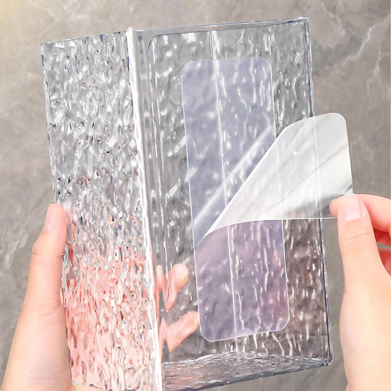 Acrylic Tissue Holder, Modern Wall Mounted Tissue Holder, Space Saver, Perfect for Bathroom, Kitchen, Bedroom, Elegant Paper Towel Organizer Easy to Install 17.4x9x12cm. - Image 2