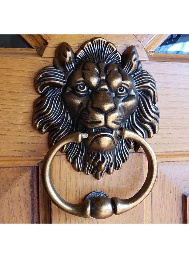 Antique Bronze Lion Head Door Knocker 6 3 Inch Classic Brass Pull Handle Metal Decor - Image 5