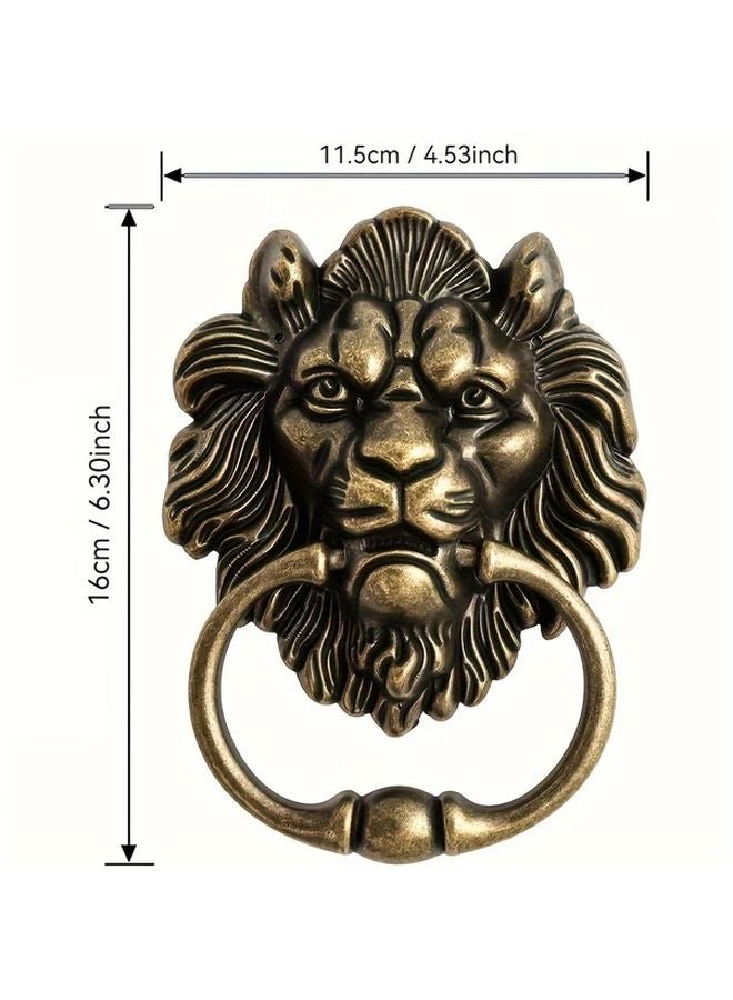 Antique Bronze Lion Head Door Knocker 6 3 Inch Classic Brass Pull Handle Metal Decor - Image 4