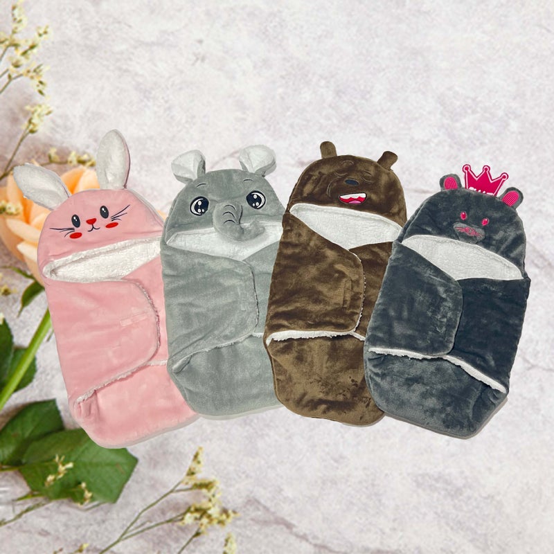 Baby Swaddling Cushion Double-Layer Fleece-Lined Thickened Cartoon Anti-Startling Sleeping Bag Swaddling Cushion Newborn - Image 2