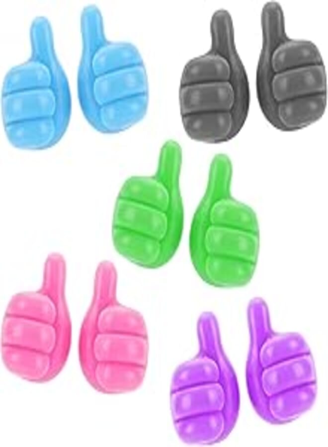 Augot 10 Pcs Thumb Shape Key Hooks Multifunctional Clip Holder Small Hand Wall Hooks Cute Car Adhesive Hooks Personalized Creative Non-Marking Silicone Hooks for Key Towel Cable Home Office Car Desk