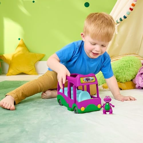 Barney World Preschool Toy Adventure Bus Push-Along Vehicle Figure for Pretend Play Kids Ages 3+ Years - Image 2
