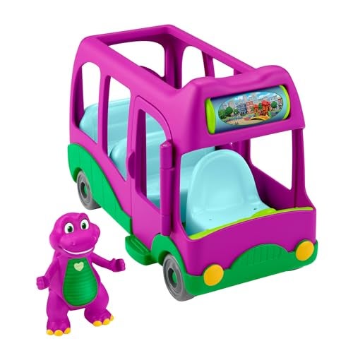 Barney World Preschool Toy Adventure Bus Push-Along Vehicle Figure for Pretend Play Kids Ages 3+ Years - Image 1