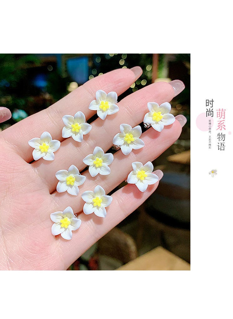 Generic Kids Flower Hair Claws Mini Grips 3# lily white 10 pack 