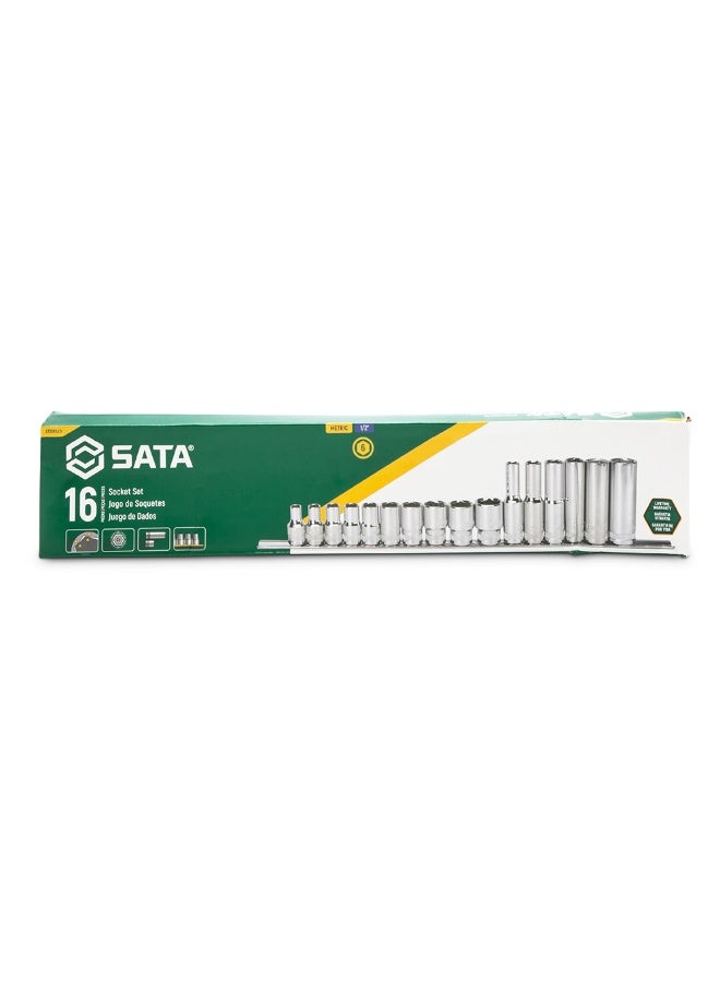 SATA ST09520 16-Piece 1/2" Drive 6 Point Metric Socket Set - Image 4
